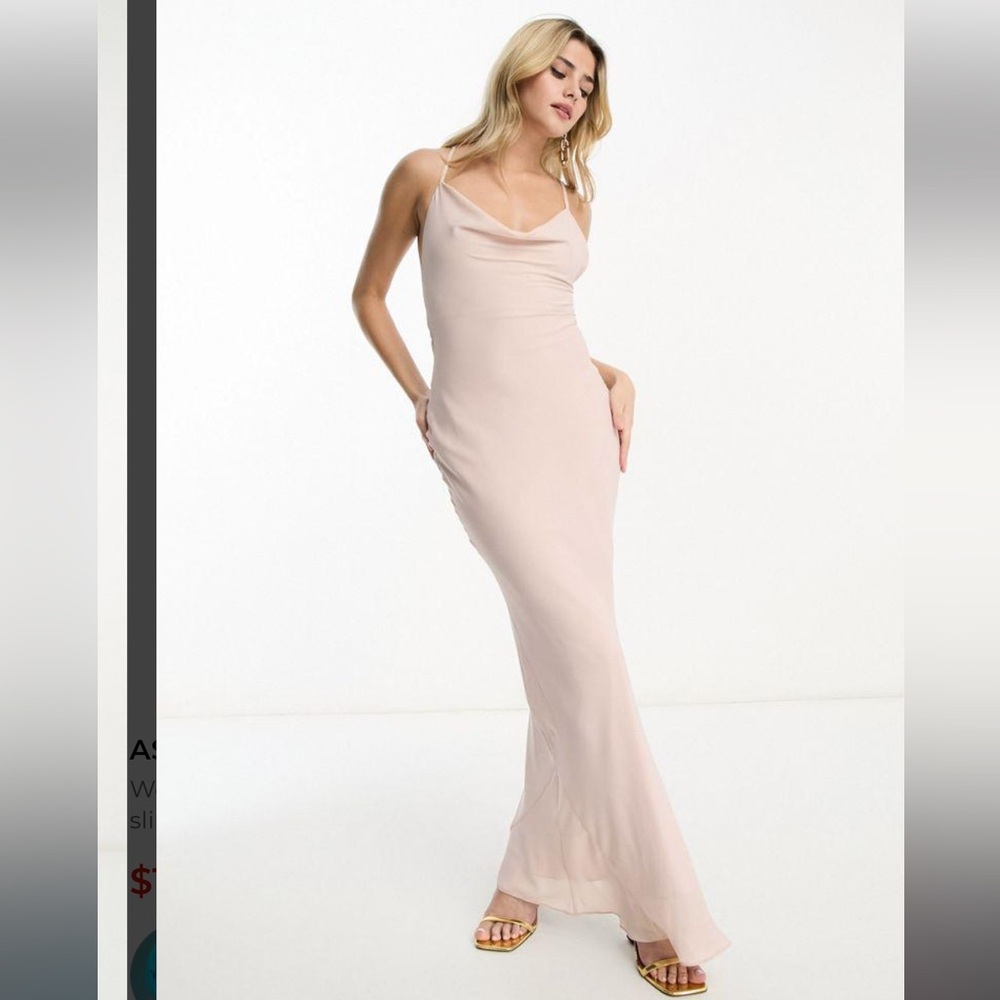 ASOS Blush Cowl-Neck Slip Maxi Dress